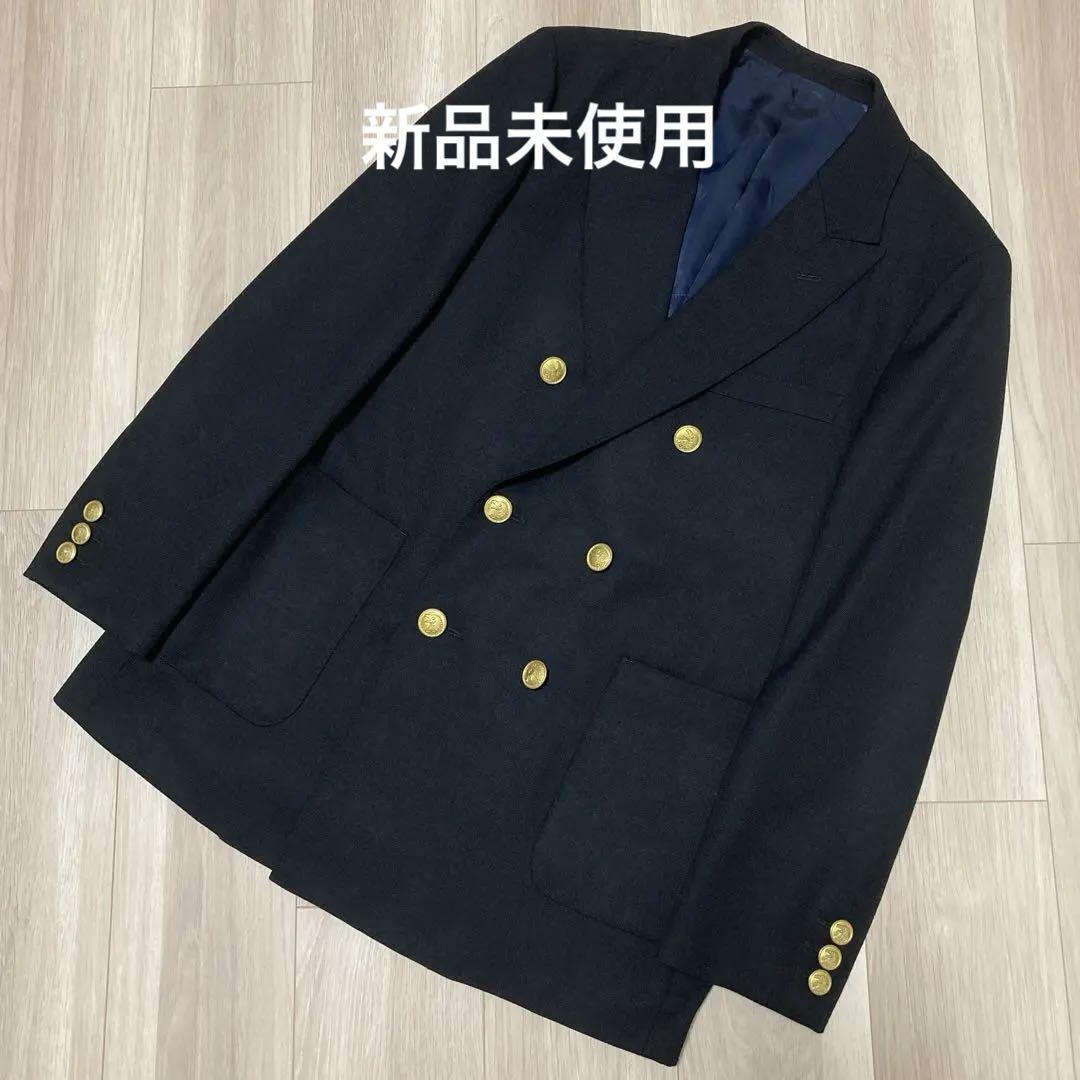 新品未使用品 KONNO ダブルネイビーブレザー ウール紺ブレ