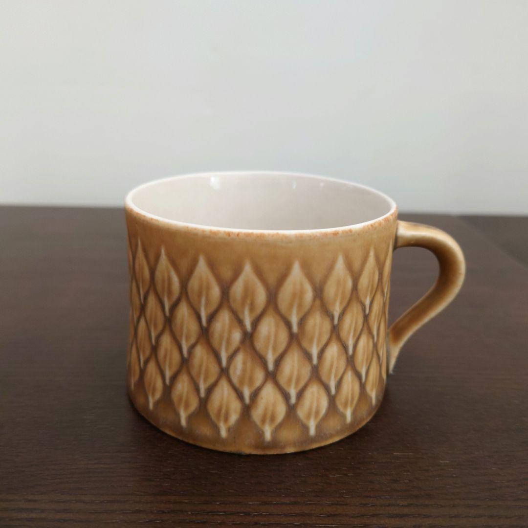 ブラウン陶器カップとソーサーセット目立った傷や汚れなし