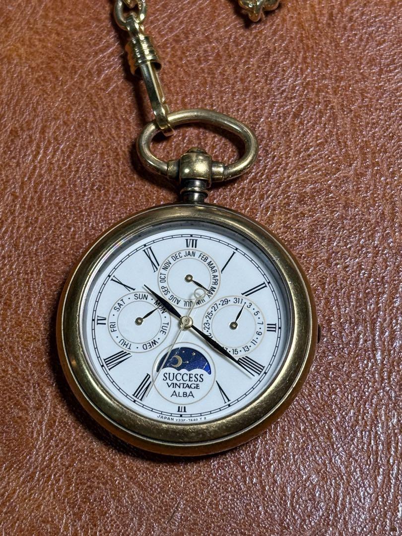 A2 希少 稼動品 SEIKO ALBA サンムーンフェイズ　懐中時計