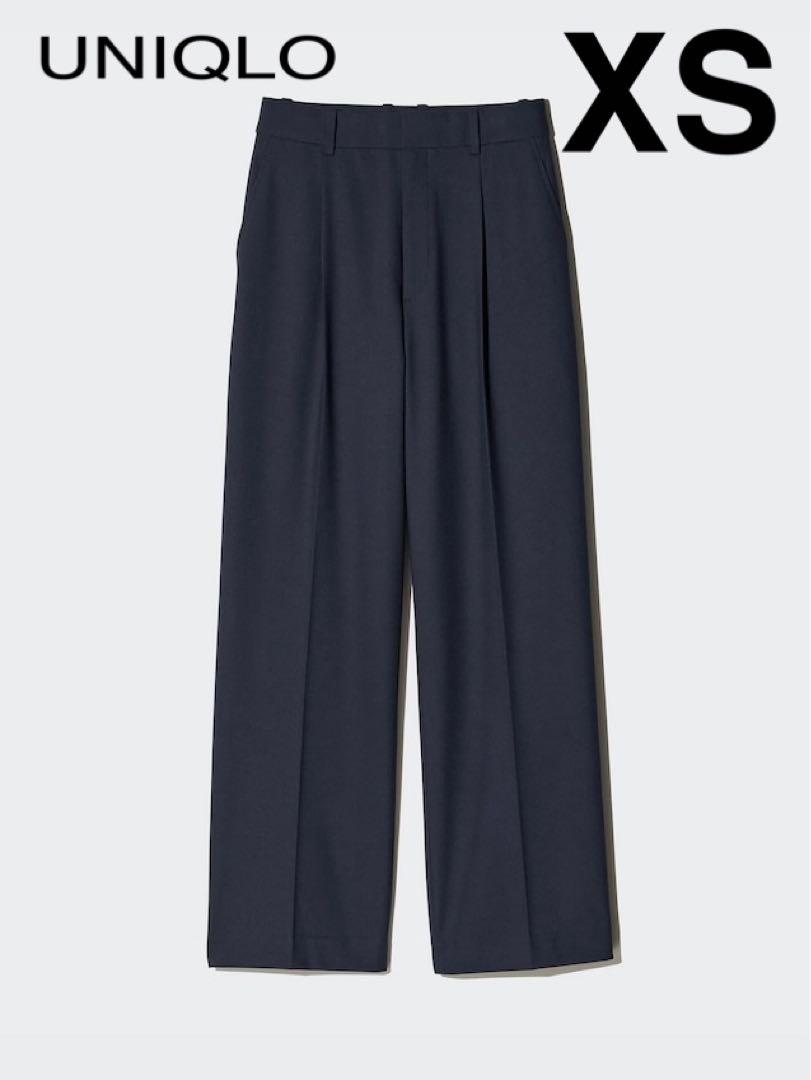 美品 UNIQLO C ユニクロ タックワイドストレートパンツ ブラック
