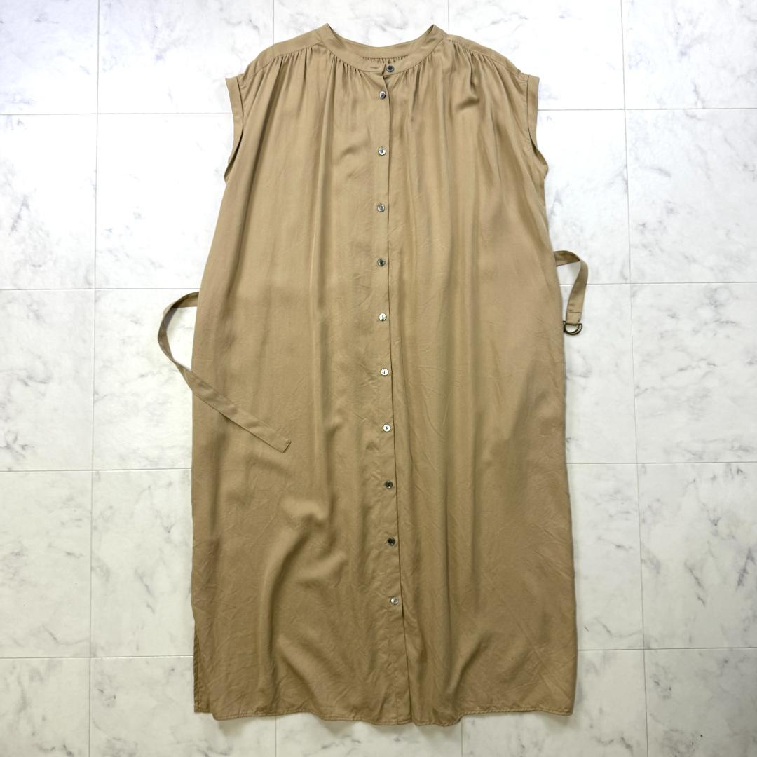 完売 美品 23区 フィブリルツイル ギャザー ワンピース 38 前後着用可能