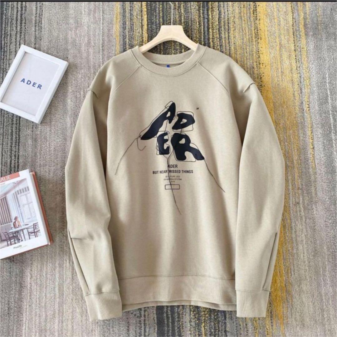 品質保証得価 ADER ERROR アーダーエラー ロゴスウェット A1 ベージュ カーキ G0NCk-m15196405049 国産大特価