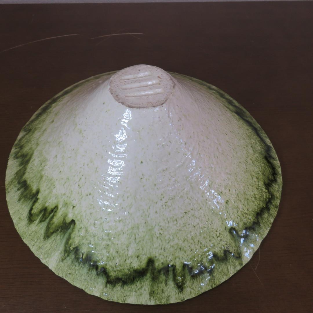 お歳暮 人気 花器 フラワーベース 花瓶 草原 グリーン 銘あり 変形 逆富士型 工芸品