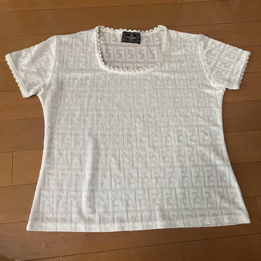 FENDI 半袖トップス ホワイト　レース