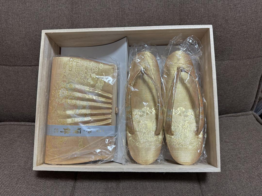 金色 草履とバッグセット