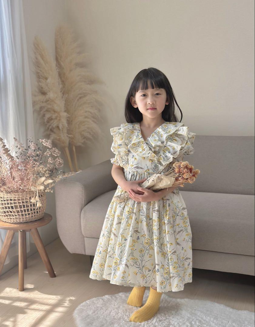 Ryu 様専用No.H2501ハンドメイドフリル付き花柄ワンピース M +140