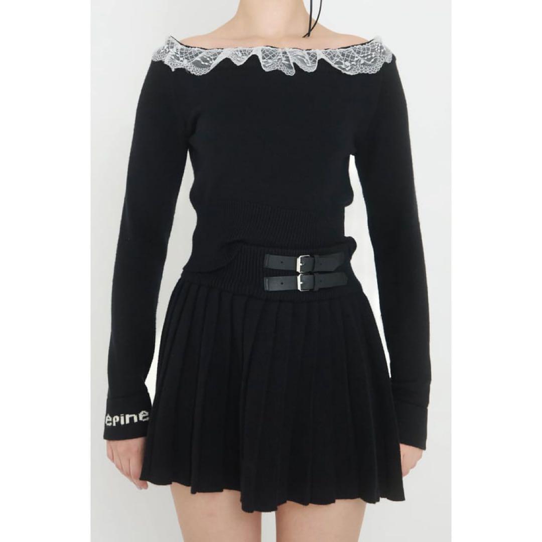 épine lace knit & pleats skirt set up スカート