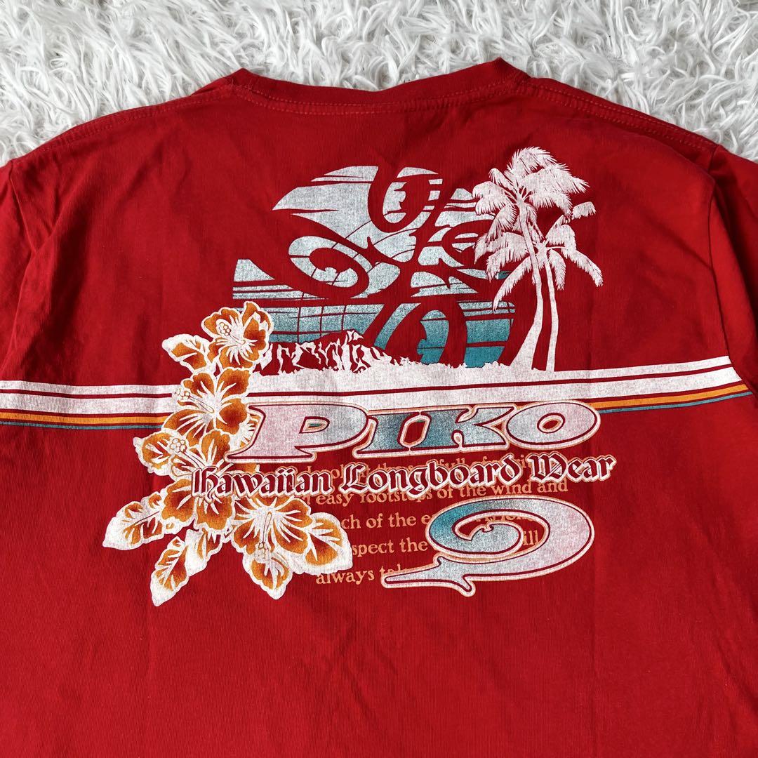 ピコ Tシャツ Y2K レッド ハイビスカス 平成 ビッグロゴ 52