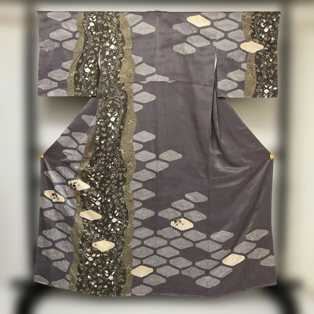 No.2703 未使用シリーズ正絹金彩刺繍絞り訪問着　美品