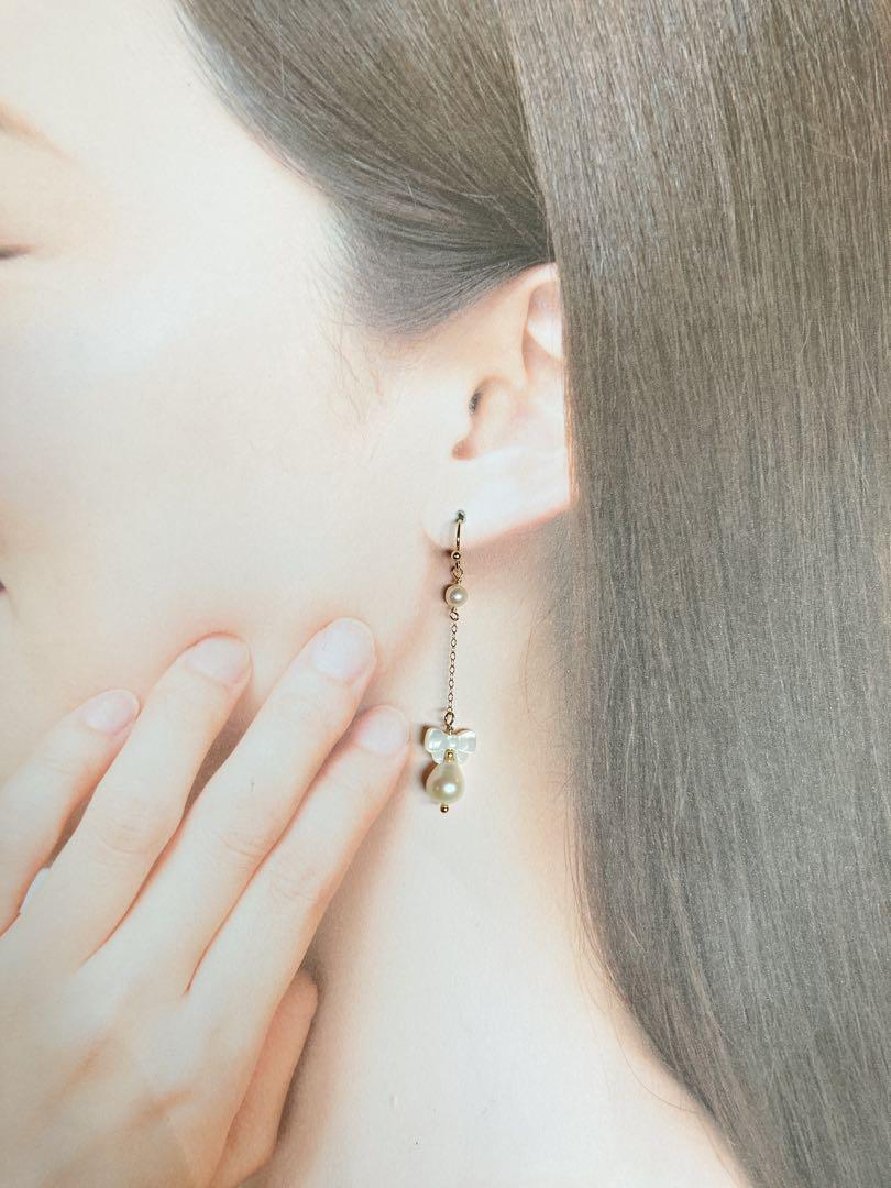 みいちゃん　パールの ピアス　蝶々のピアス