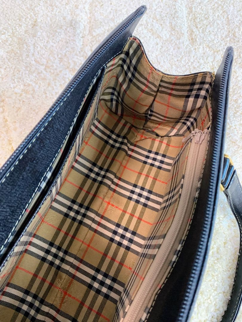 極美品】バーバリー ハンドバッグ オールレザー ノバチェック シャドー