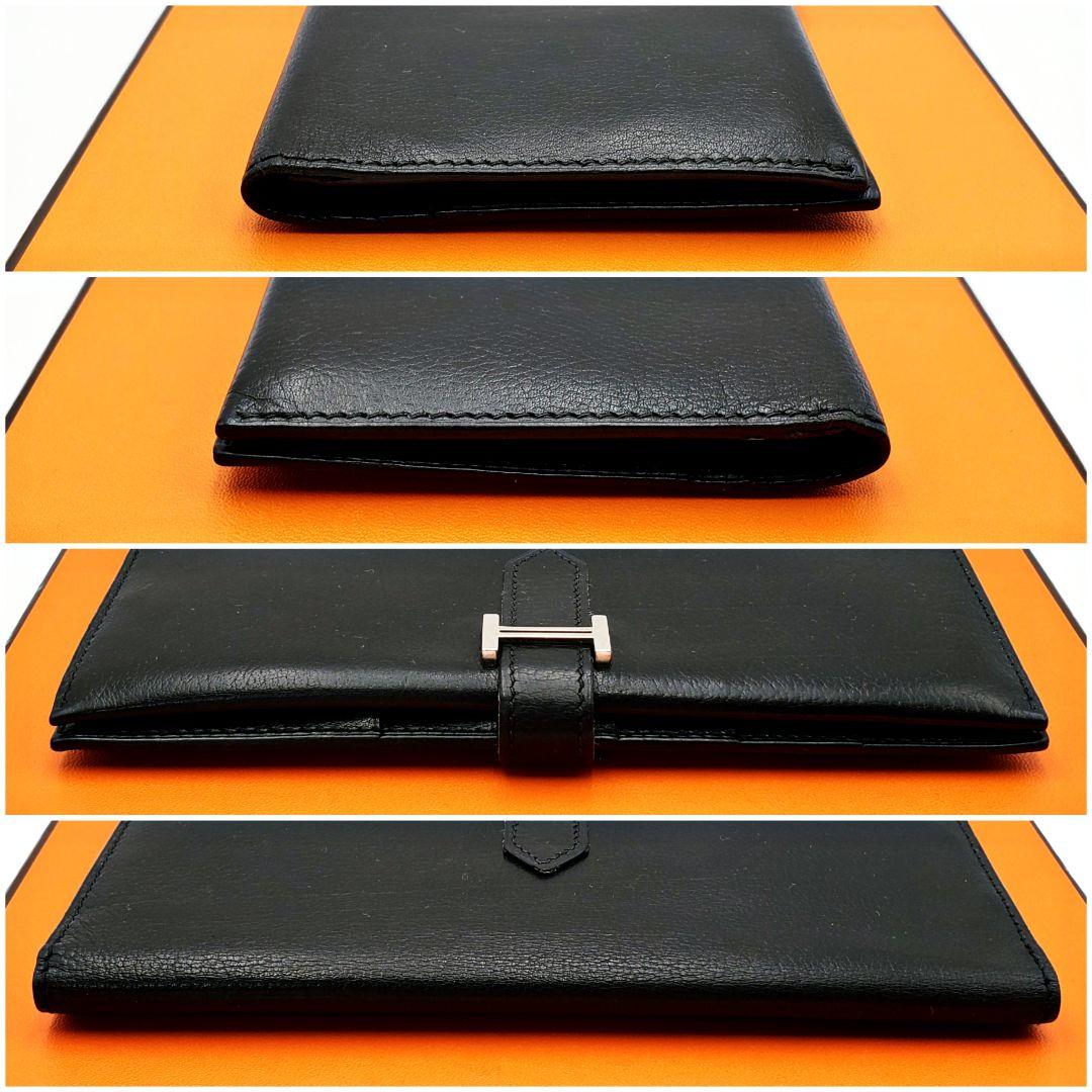 激レア素材❣️HERMES ベアン ブラック 長財布 折り財布