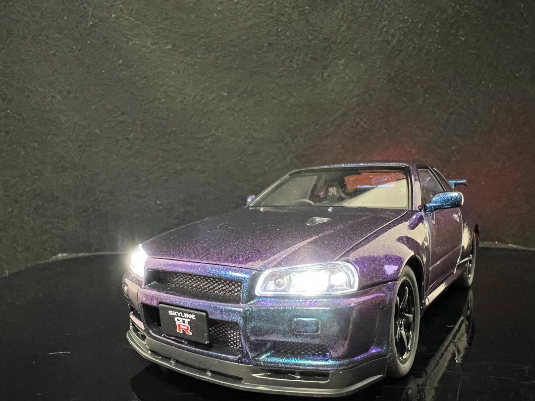 スカイラインGTR R34　日産 1/24 ミニカー 紫 マジョーラ H180