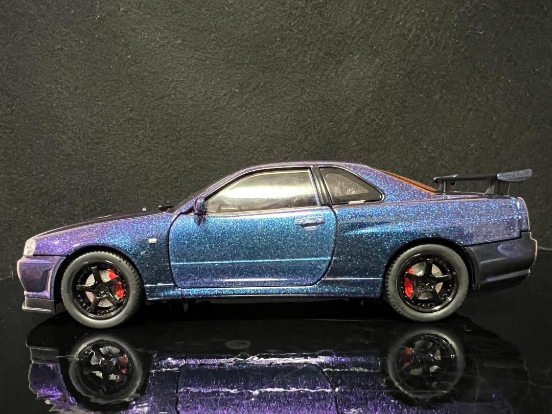 スカイラインGTR R34　日産 1/24 ミニカー 紫 マジョーラ H180