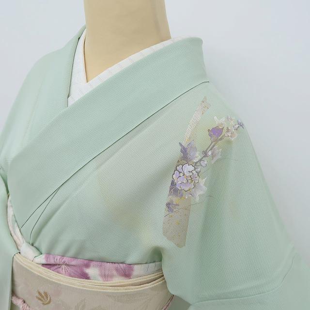 夏着物 正絹 絽 トールサイズ“短冊抜け出すご機嫌な牡丹や藤