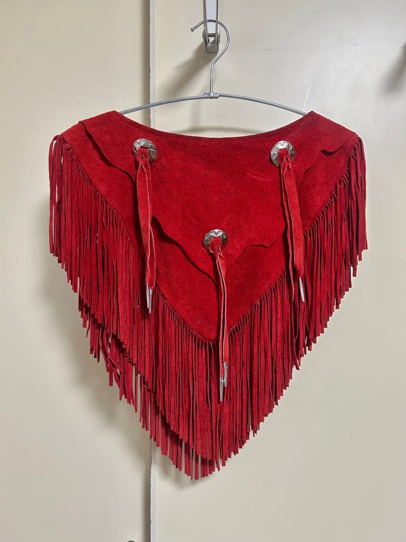 80 s ヴィンテージ フリンジレザー つけ襟 ポンチョJANTIQUES