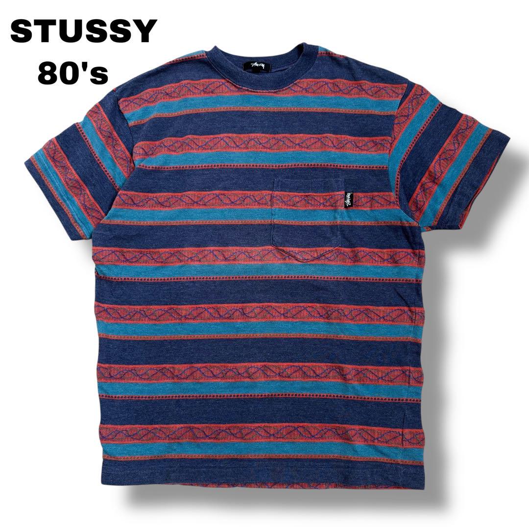 【STUSSY】Stussy 80s ジャガードボーダー ポケットTシャツ
