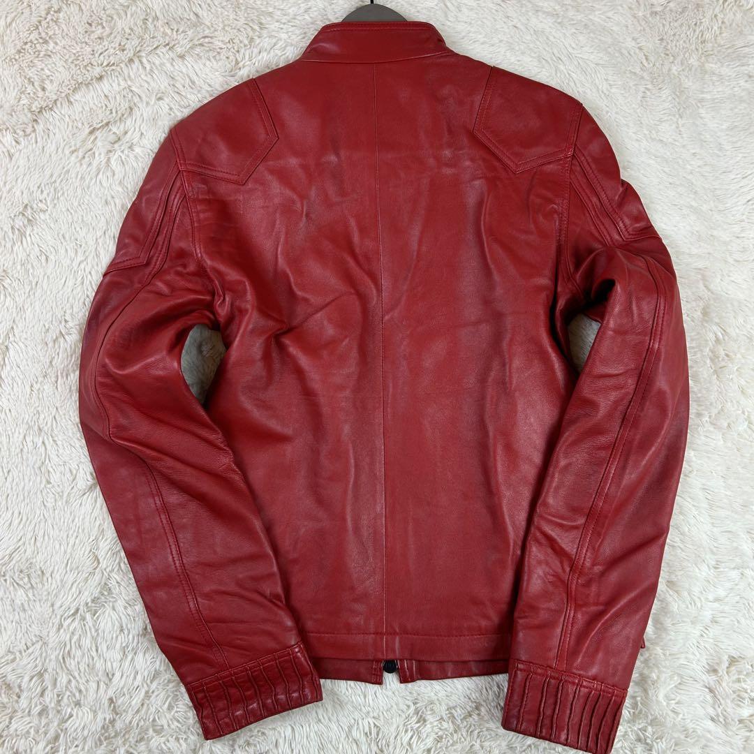 LHP レザージャケット 羊革 ダブルジップ レッド