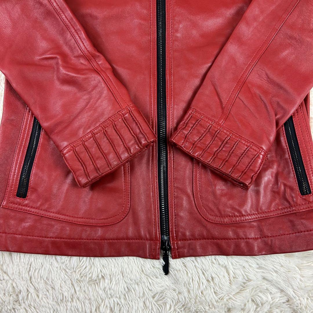 LHP レザージャケット 羊革 ダブルジップ レッド