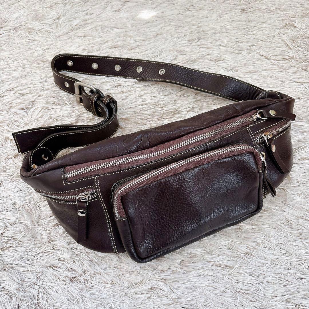 極美品 DAYSART デイズアート 本革 ボディバッグ ダークブラウン