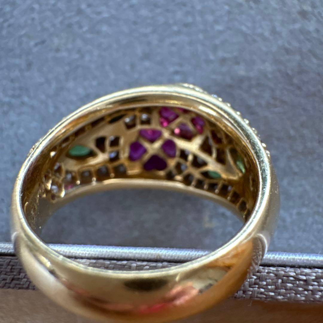 指輪 18金、ルビー、ペリドット、ダイヤ 指輪 18金、ルビー、ペリドット、ダイヤ