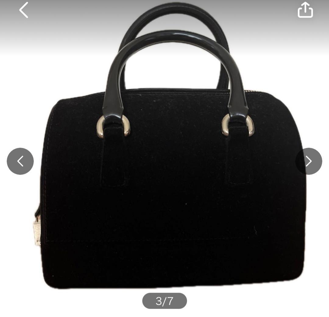 【限定販売】 超美品！FURLA ハンドバッグ フルラ スエード 黒 バッグ