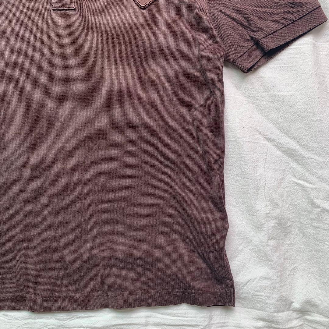 PRADA プラダ Tシャツ 半袖 ブラウン 茶色 ワンポイントロゴ 刺繍 M