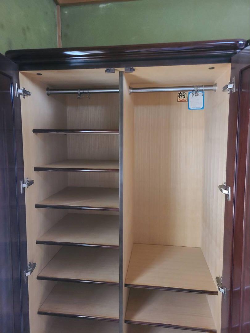 ダークブラウン 両開き収納桐製家具