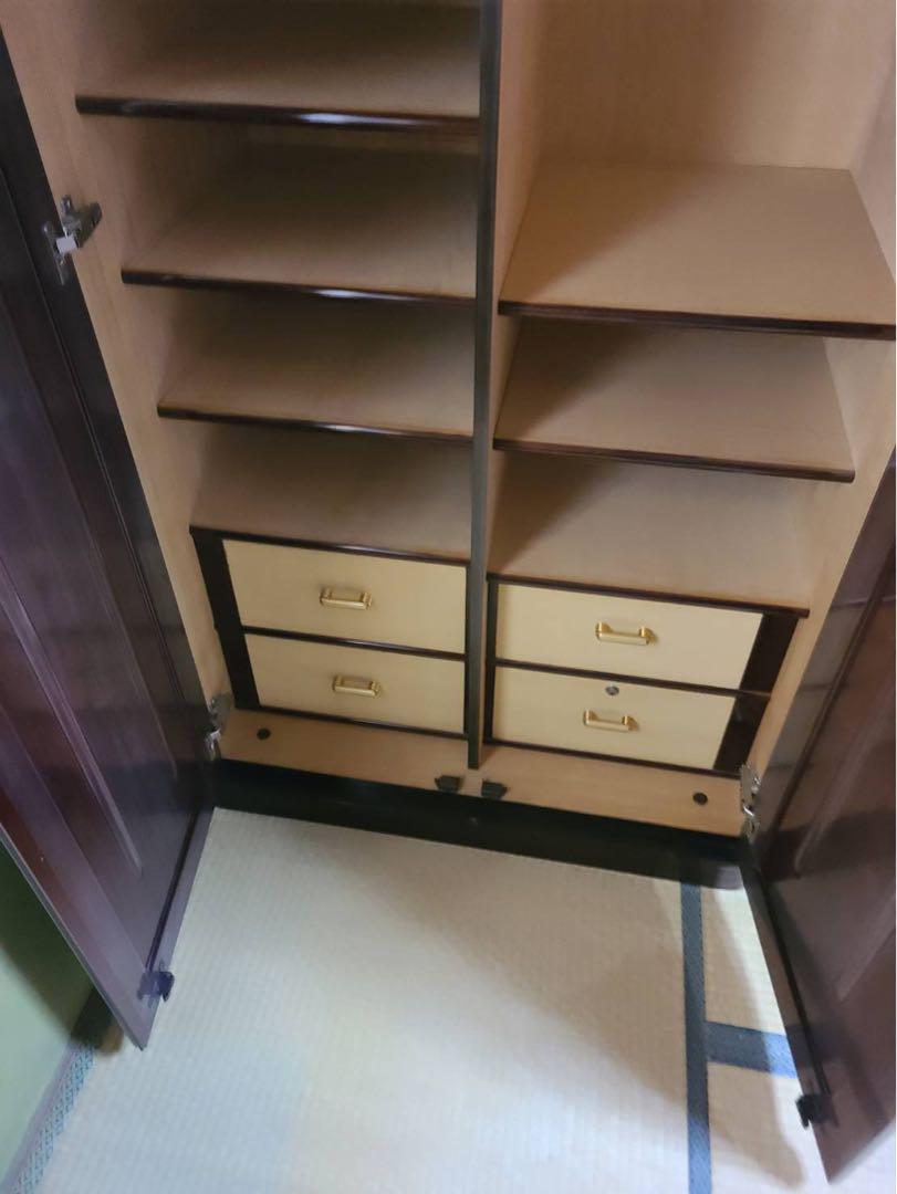 ダークブラウン 両開き収納桐製家具