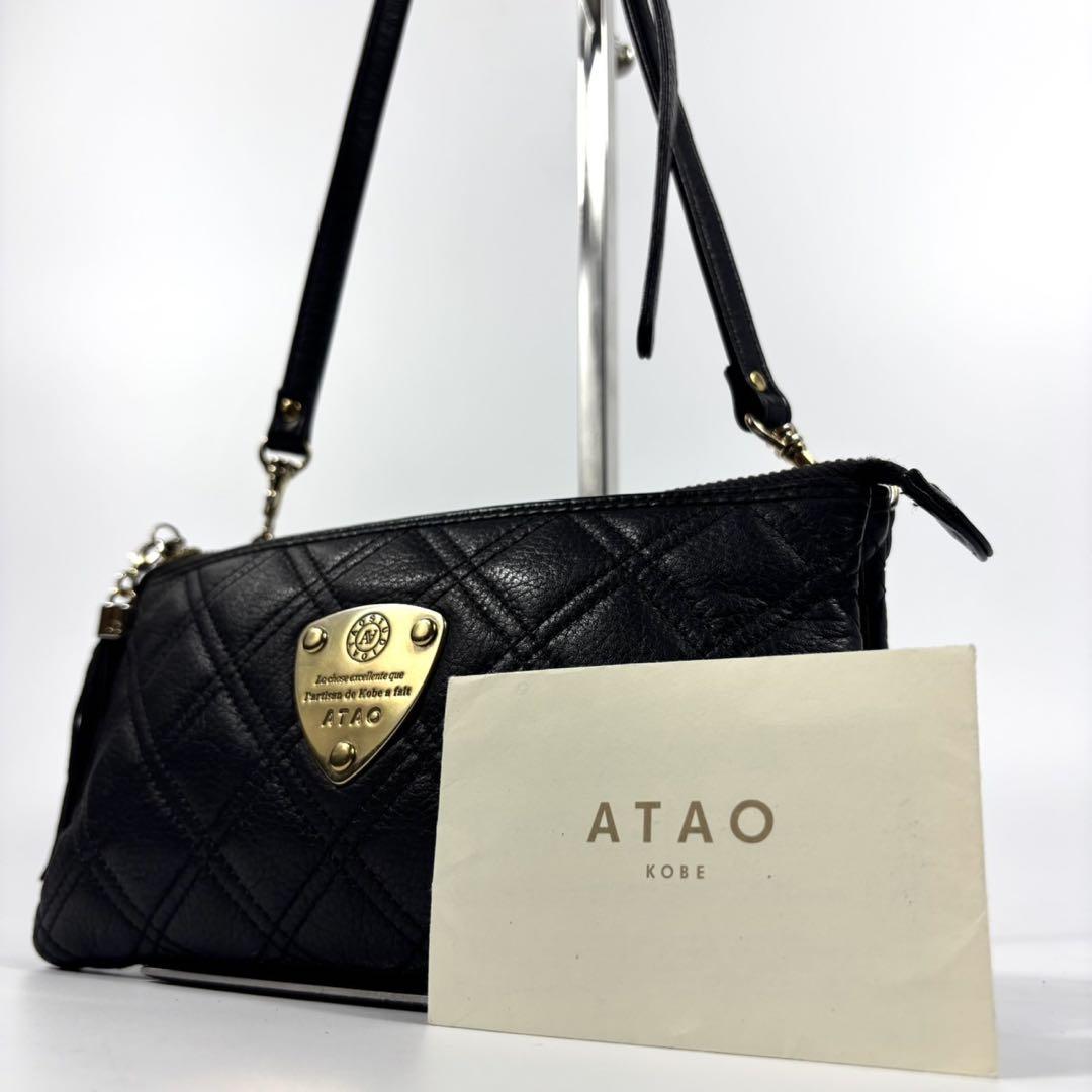 【GWのみ値下げ中】アタオ ブーブー BLACK 金具GOLD ショルダー ✨極美品✨アタオ ショルダーバッグ ブーブー キルティング