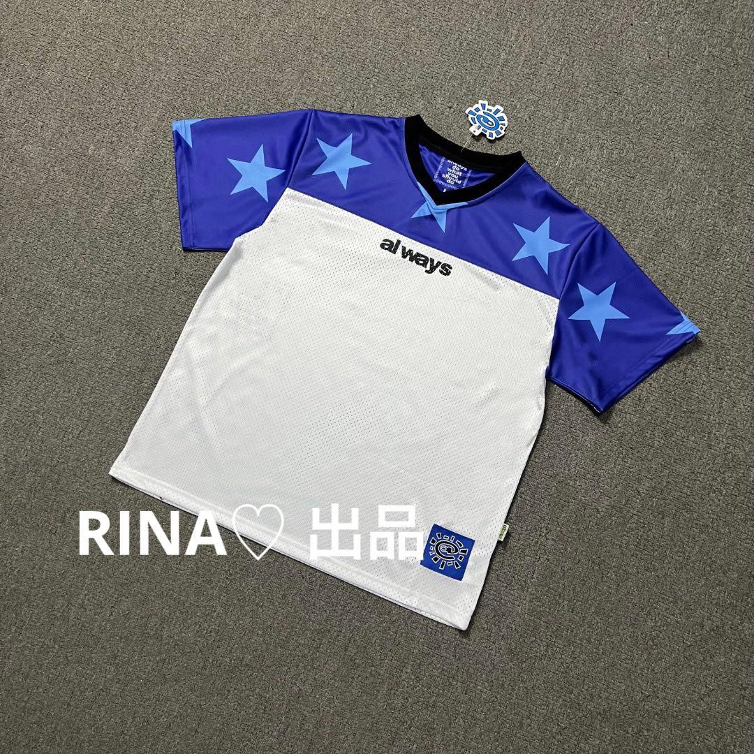 always 星柄ポロシャツ ホワイト/ブルー