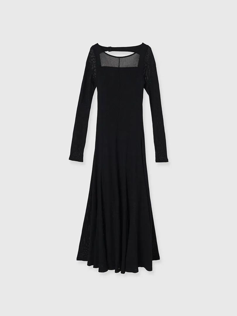anuans バックオープンコットンメッシュワンピース