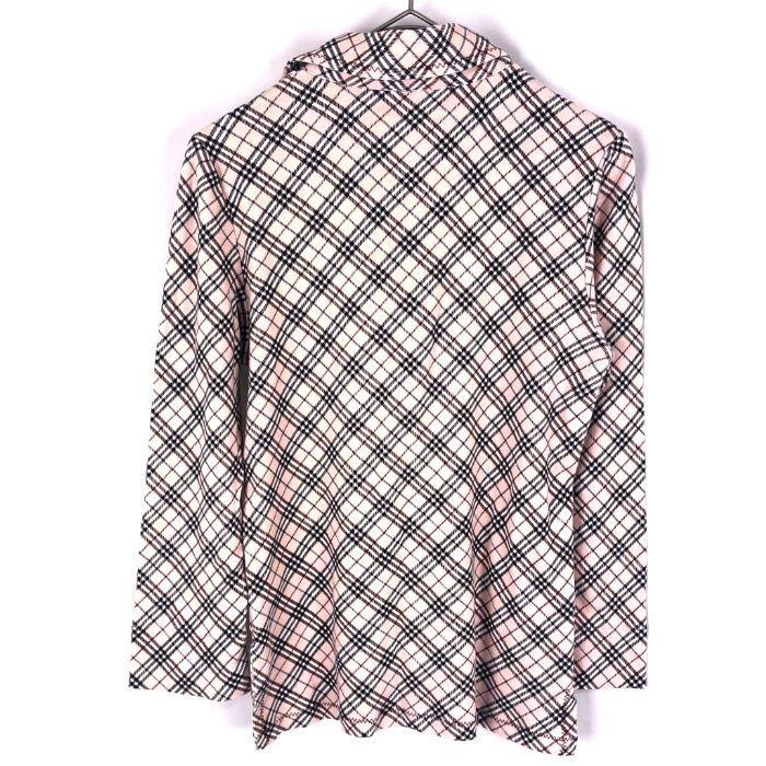 Burberry スモークピンク七分袖 バーバリー BURBERRY 襟付きカットソー 七分袖 チェック柄