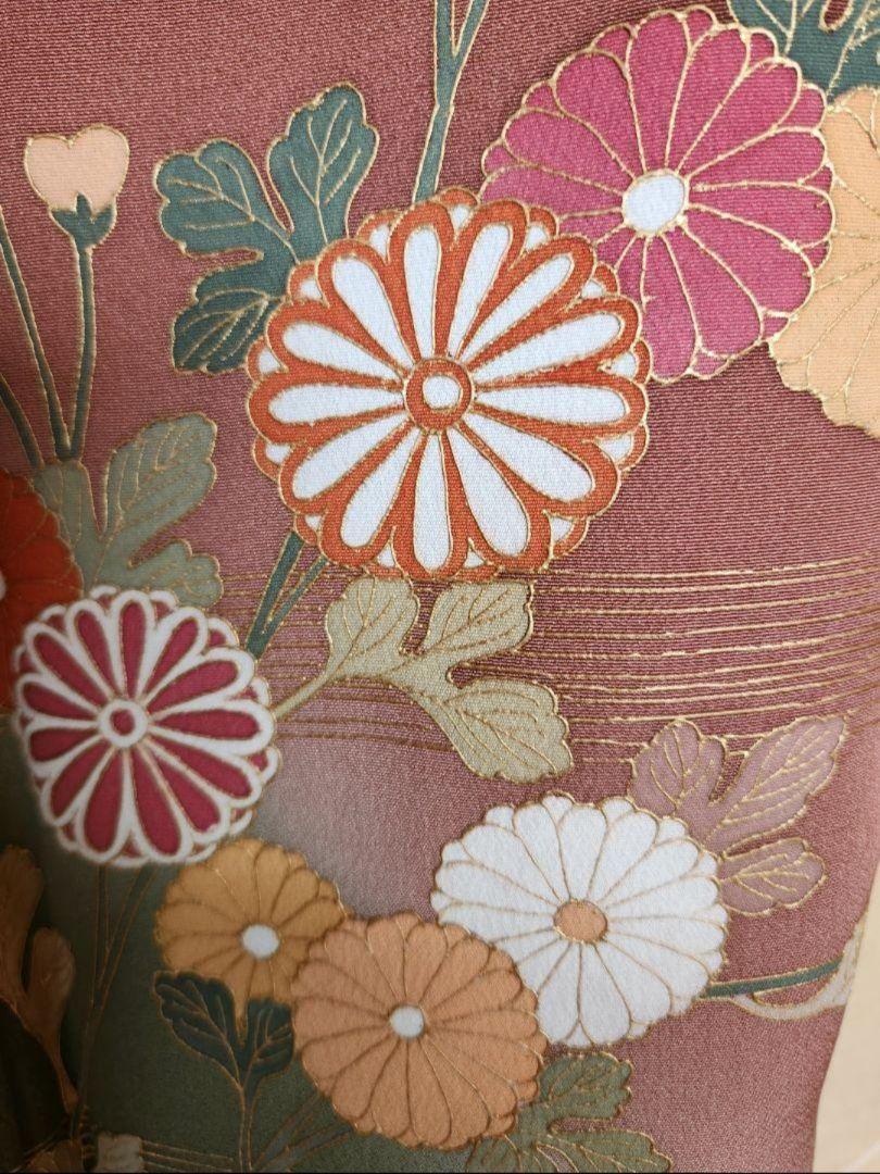 付下げ 暈し染 モノトーンに美しい花模様 着物 正絹 紋なし 広衿