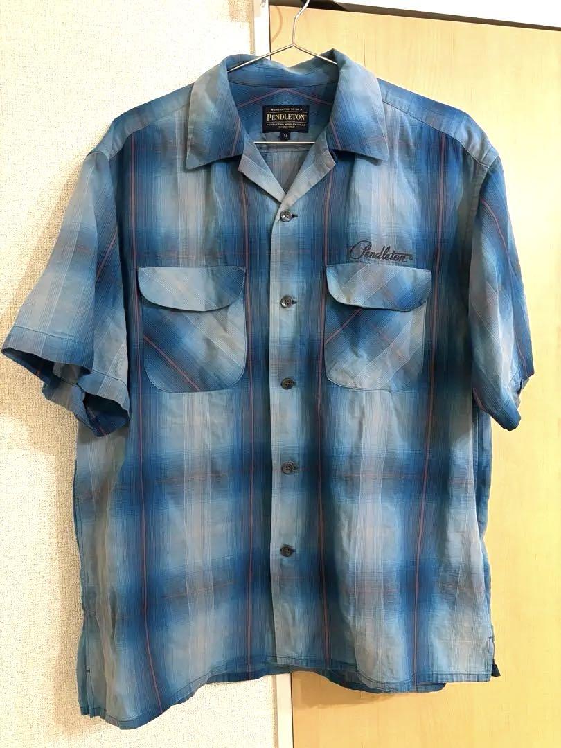 Pendleton Mサイズ 半袖シャツ チェック柄 ブルー