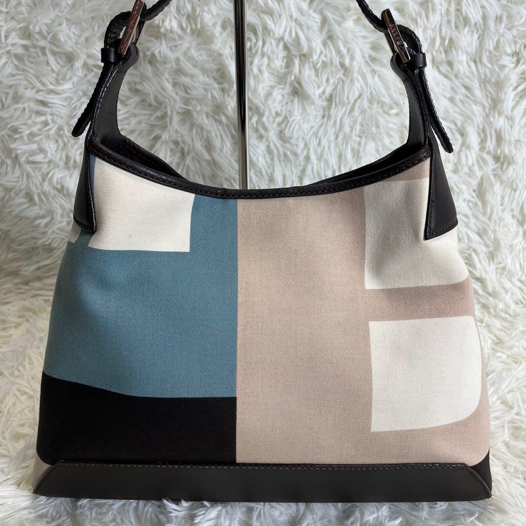 バリー✨ ワンショルダーバッグ キャンバス レザー シルバー金具 ロゴ柄