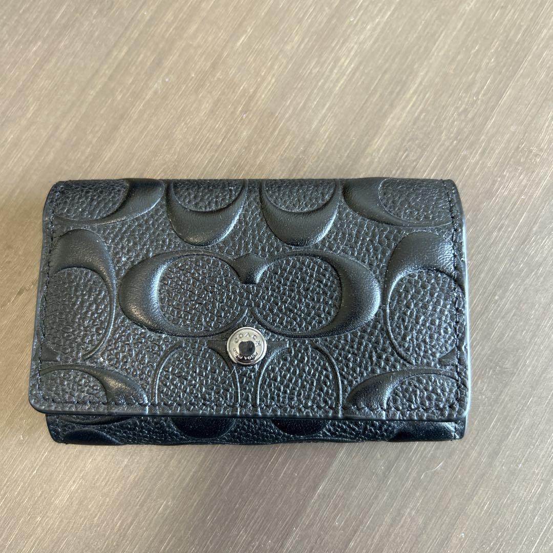 最新人気 COACH黒レザーキーケース キーリング付き メルカリ - 小物