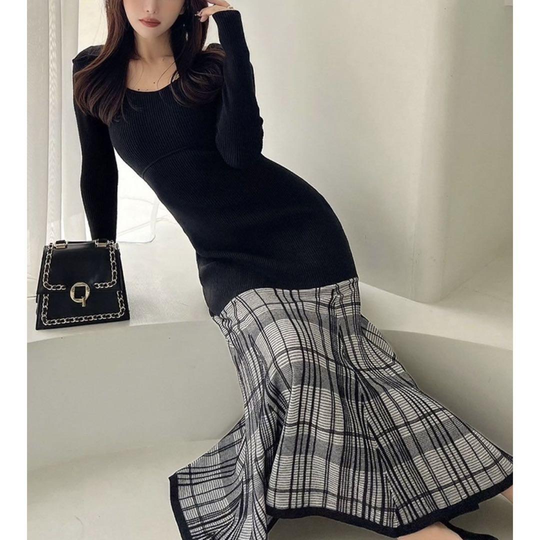 【完売品♡】リゼクシー/シアーチェックニットワンピース