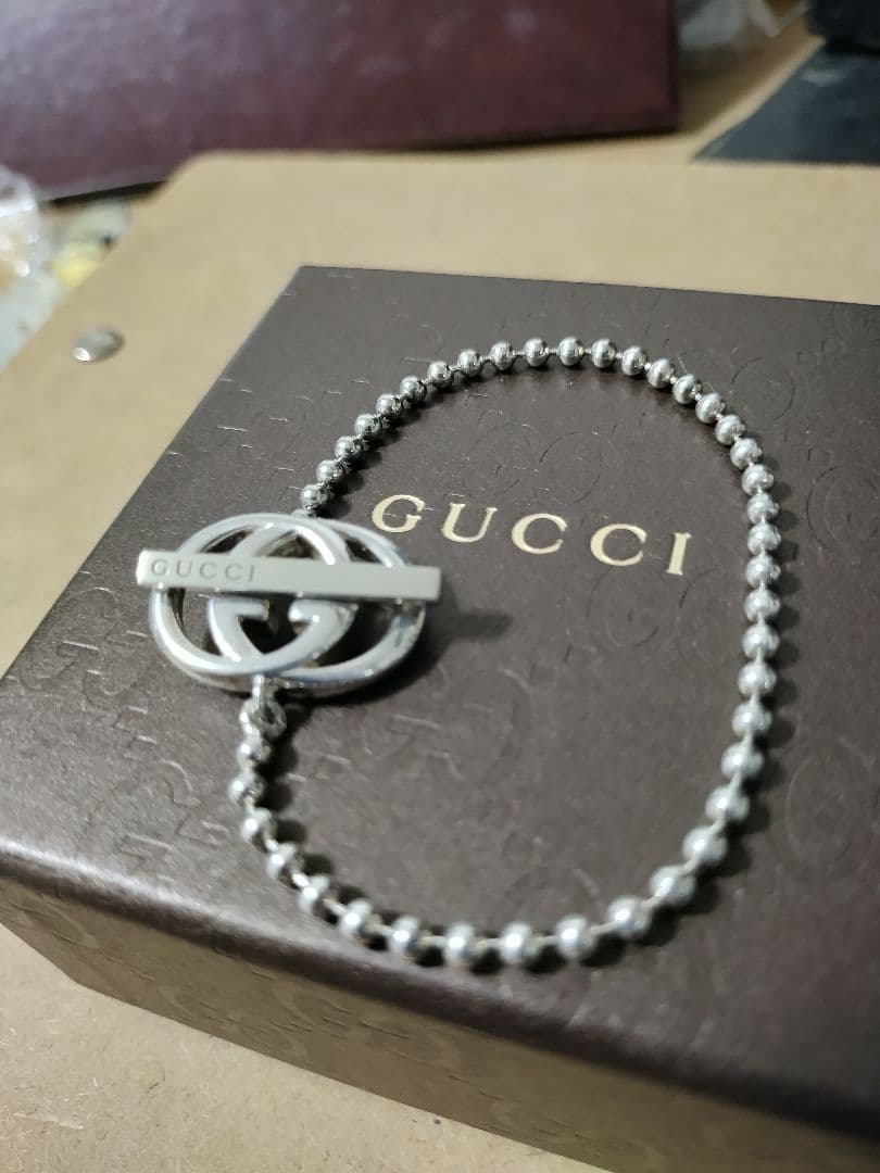 美品 GUCCI グッチ シルバー925イタリア製インターロッキングブレスレット