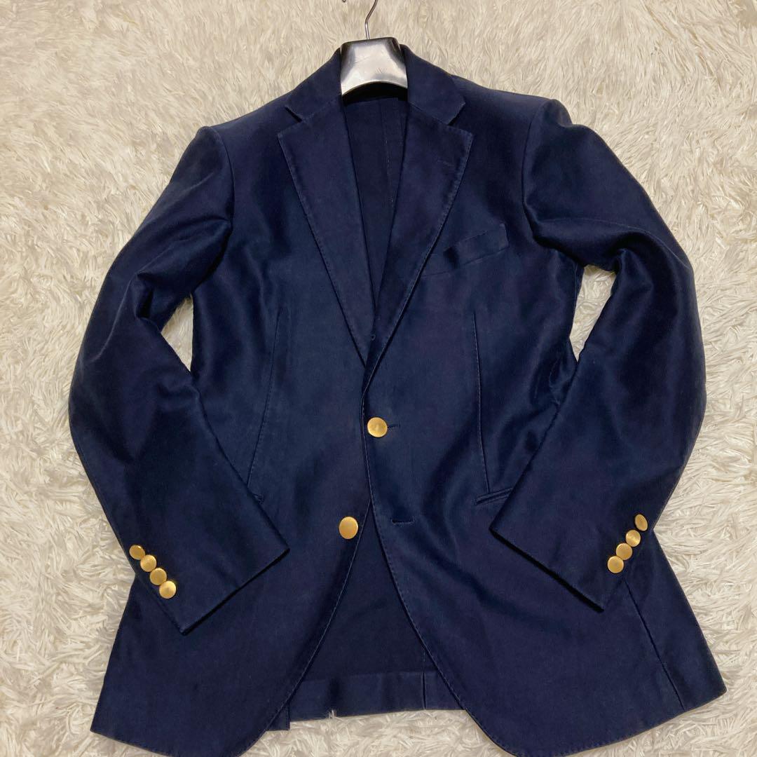 美品✨トゥモローランド　紺ブレ　M 硬めのしっかり綿生地　金ボタン　段帰り3B 美品✨トゥモローランド 紺ブレ M 硬めのしっかり綿生地 金
