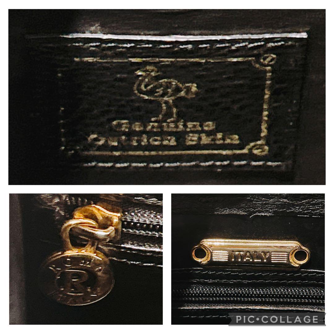 2way オーストリッチ　南京錠　ショルダーバッグ　肩がけ　斜めがけ　黒　レザー 2way オーストリッチ 南京錠 ショルダーバッグ 肩がけ 斜めがけ