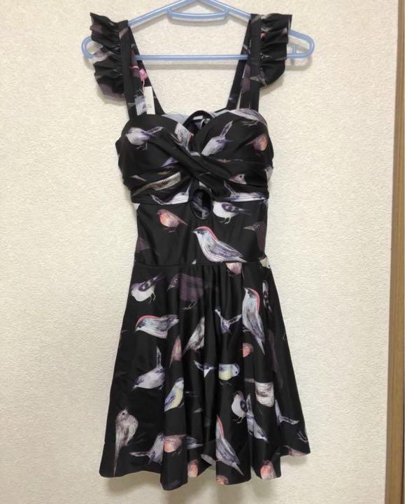 訳あり値下げしました☆トレンド水着 ワンピース 体型カバー 小鳥柄 ...