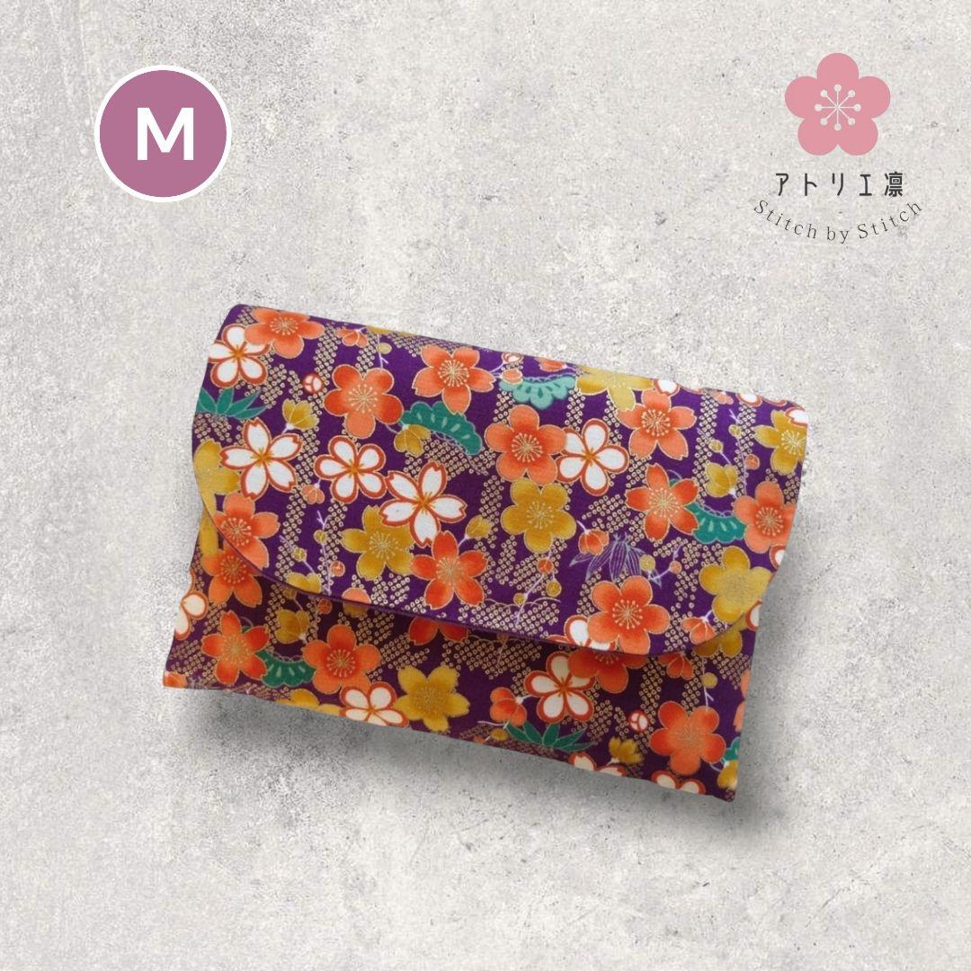 御朱印帳ケース（Mサイズ／松竹梅と桜-紫）マルチケース、御朱印帳入れ、御朱印袋