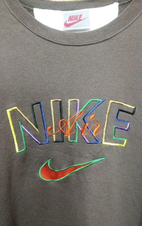 90s Nike ナイキ 刺繍ロゴ 切り返し スウェット 銀タグ USA製