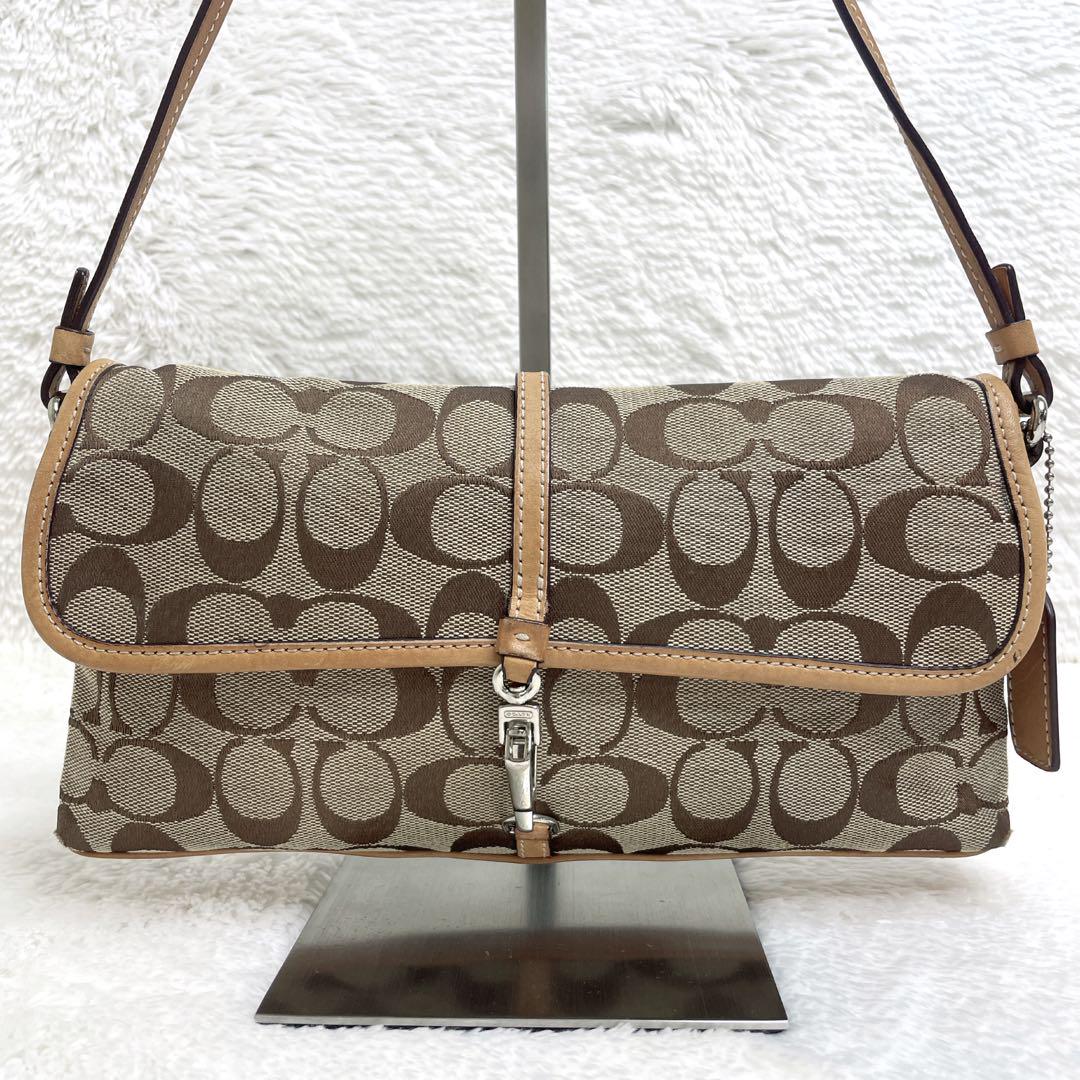 COACH コーチ　アクセサリーポーチ ベージュ　シグネチャー　6348