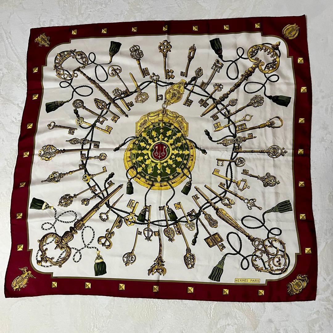 HERMÈS エルメス カレ90 スカーフ Les ClefsボルドーHERMES