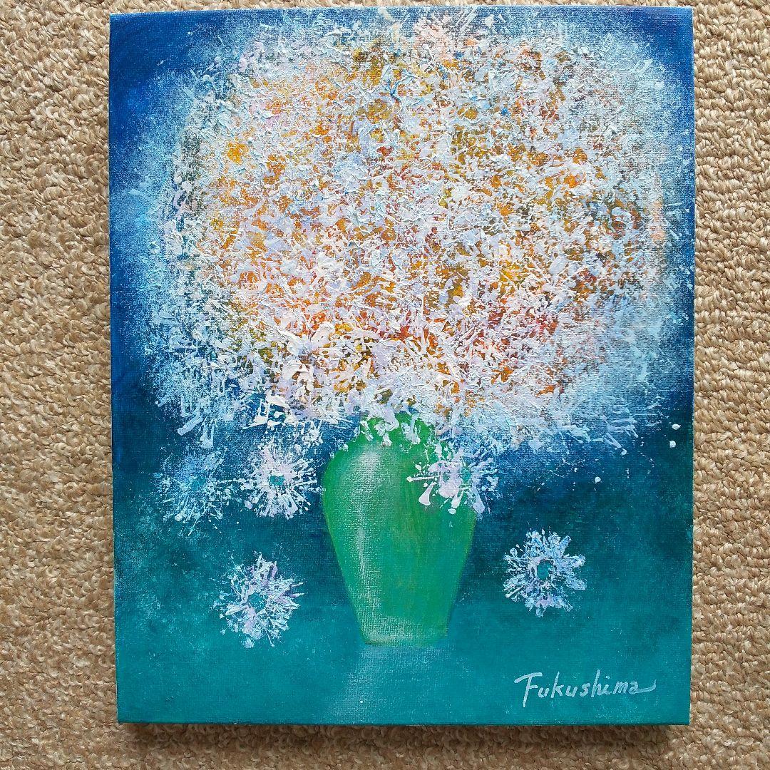 油絵 花の絵 「星屑の花（神秘）ラメ入り」F3号 （匿名配送