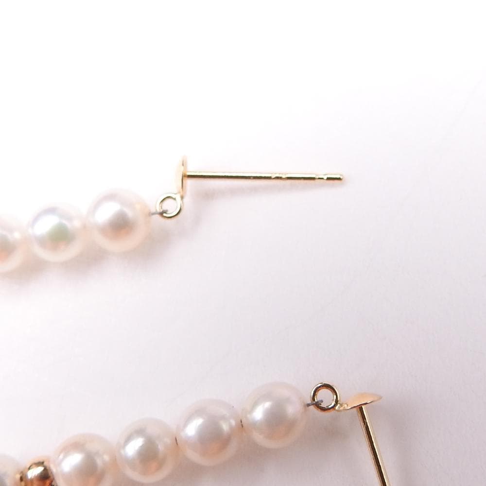 美品 K18YG アコヤ4mm６個×2 ピアス ロング レディースピアス