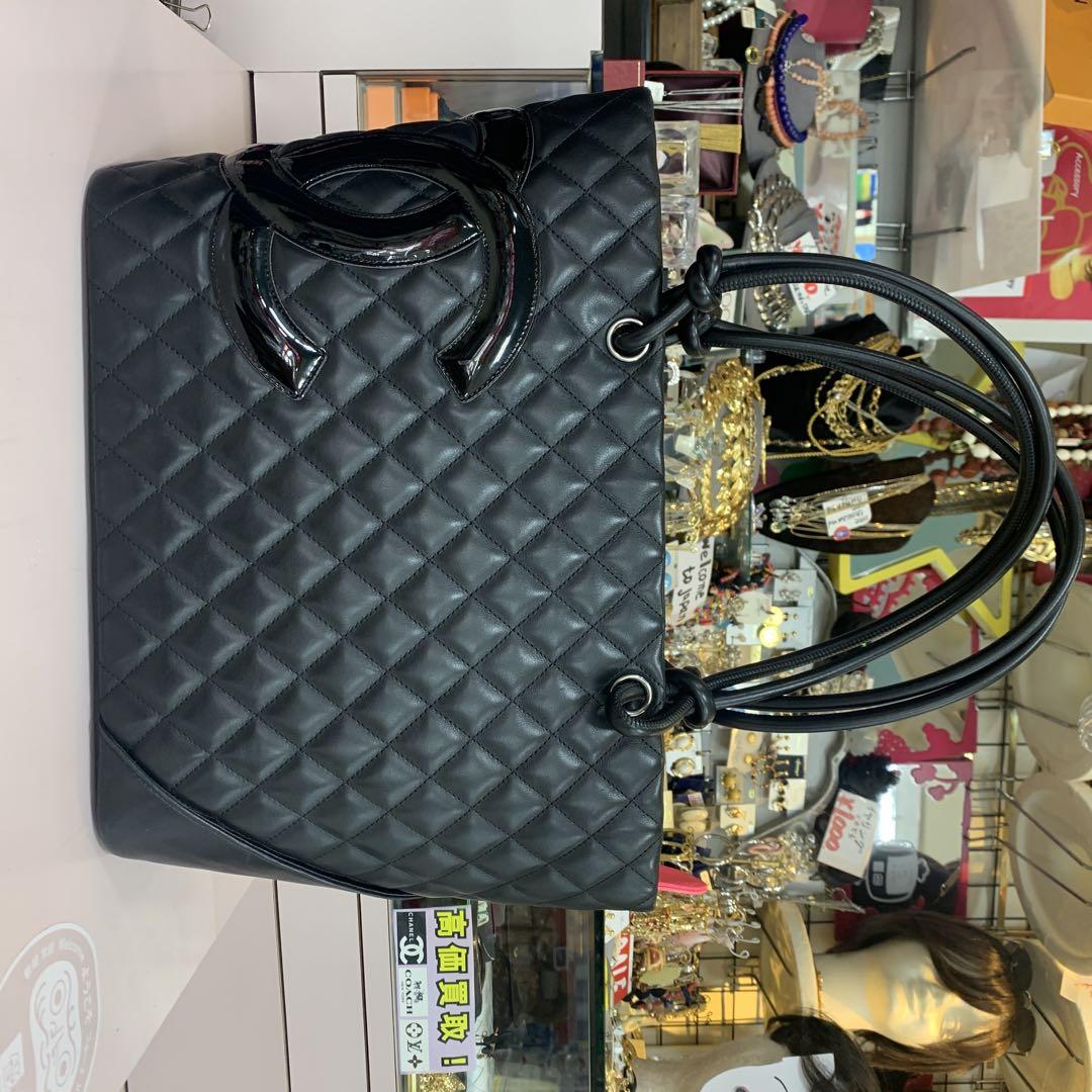 CHANEL 革　キルティングトートバッグ 黒