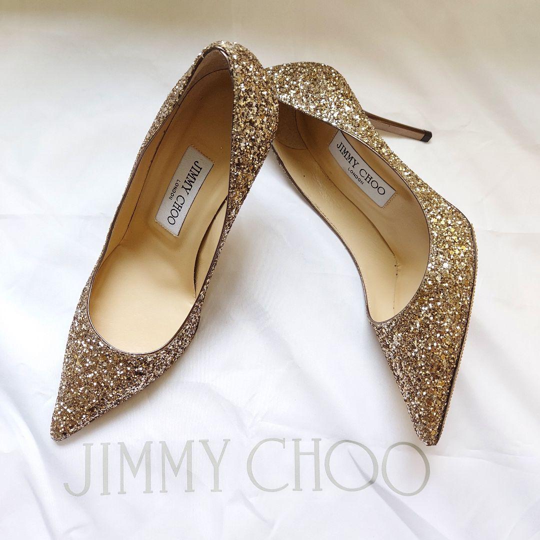 JIMMY CHOO グリッター ハイヒール パンプス ラメ ゴールド 23.5
